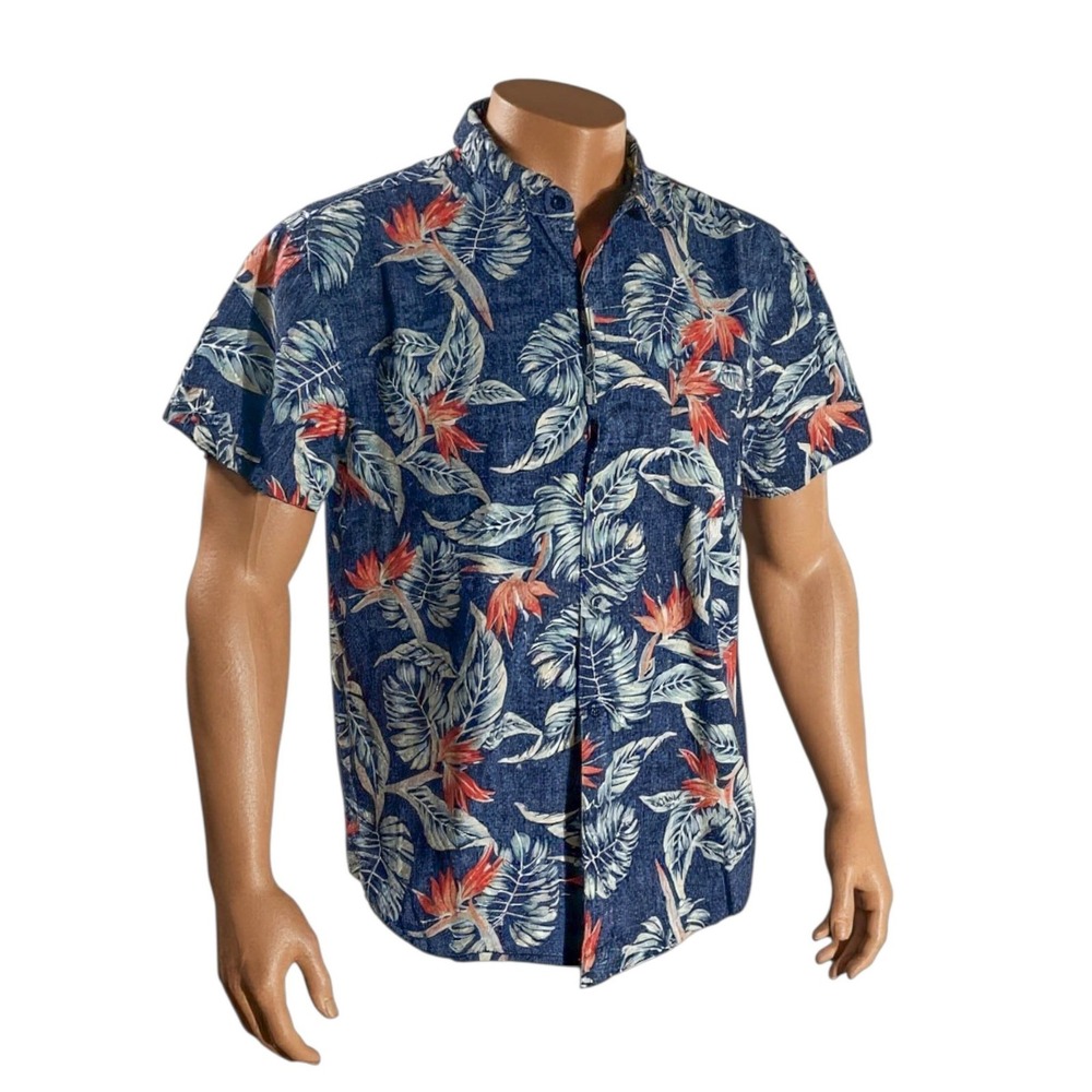Molokai Surf Co Hawaiian Aloha Shirt XL Bird Of Paradise Flower Reverse Print
